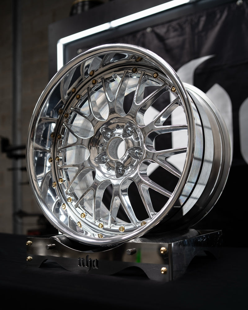 fully polished split wheel with multi spoke alloy design