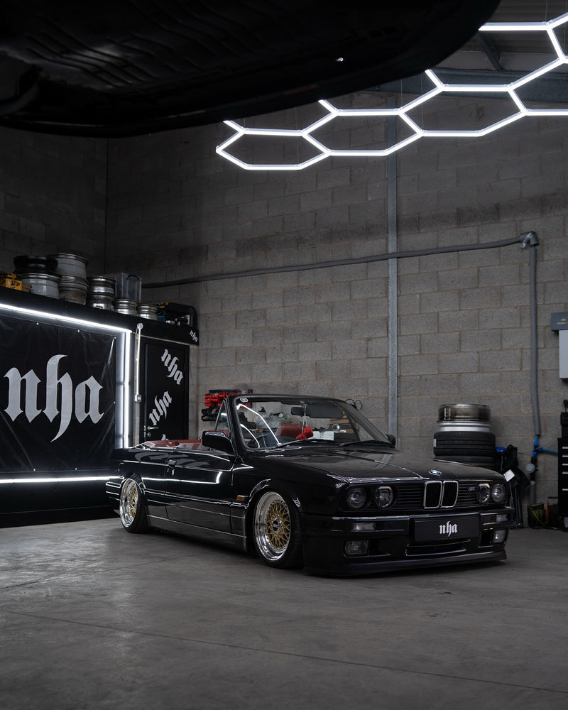 performance car in workshop after automotive servicing and upgrades